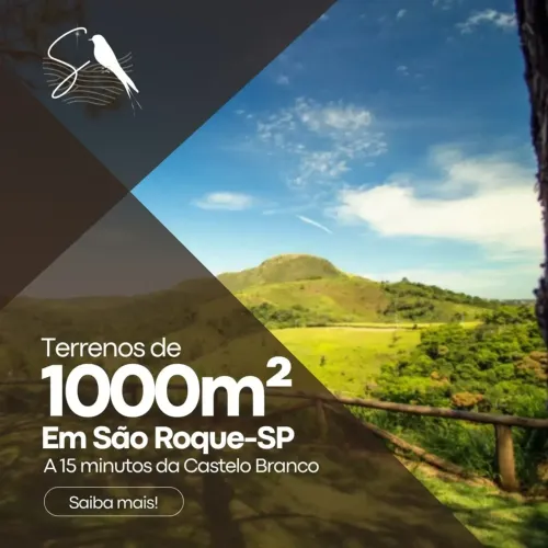 Terrenos Cercados por Natureza: Lotes de 1000m2 bem Espaçosos em São Roque!!Dentro da Rota