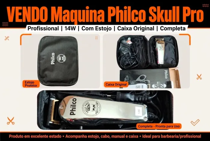 Vendo Máquina de cortar cabelo profissional para barbeiros. Marca: Philco Skull Pro.