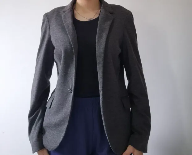 Blazer Feminino Cinza Mescla Shoulder - Tam 42/ G