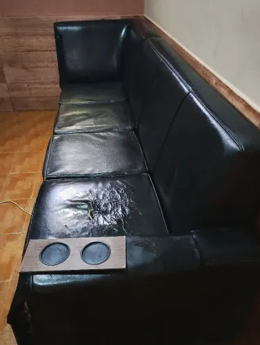 Jogo de poltrona 5 lugares couro preto 