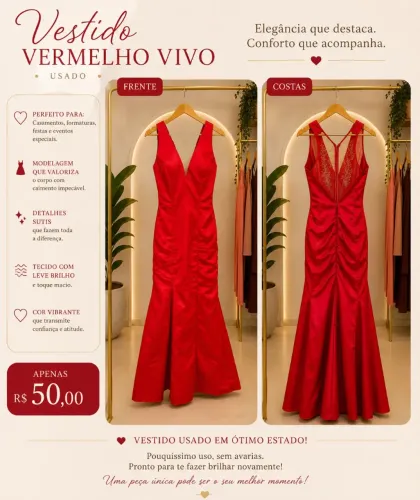 Vestido de Cetim Vermelho