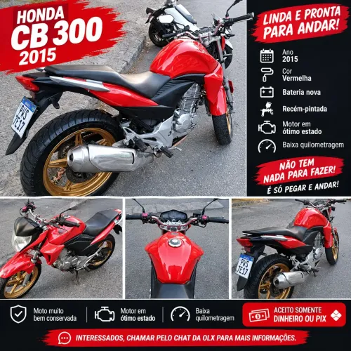 HONDA CB 300 2015 LINDA E PRONTA PARA ANDAR<br>