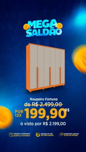 Promoção! Roupeiro Fortuna 100% MDF- Entrega e montagem grátis pra Fortaleza 
