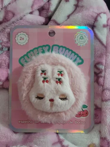 Espelho de bolsa Fluffy Bunny Pelúcia Kawaii<br>Kawaii