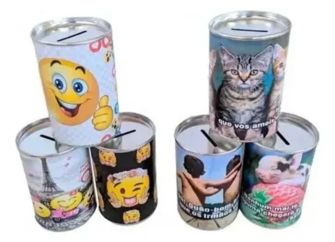 Kit 20 porta moeda cofrinho, latinha lembrançinha pra festas