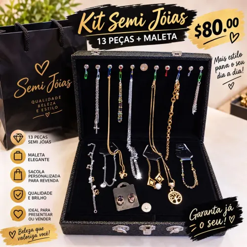 Kit semi jóias com maleta