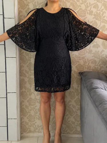 Vestido festa preto Flor linda