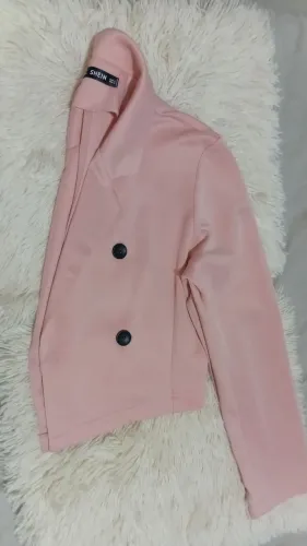 Blazer Cropped Rosa Shein - Abotoamento Duplo (Seminovo)