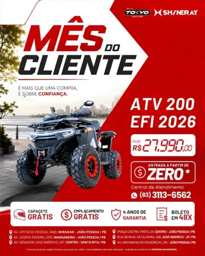 SHINERAY ATV 200 EFI 2026 0KM - Parcelamento em até 12x Sem Juros ou 24x Com Juros