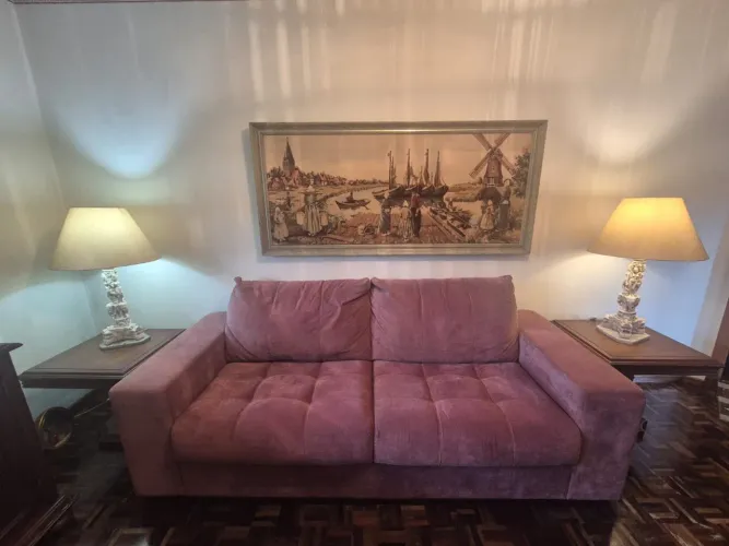 Sofá de 2 Lugares Muito Confortável - Tecido Aveludado (Cor Ameixa / Rosa antigo)