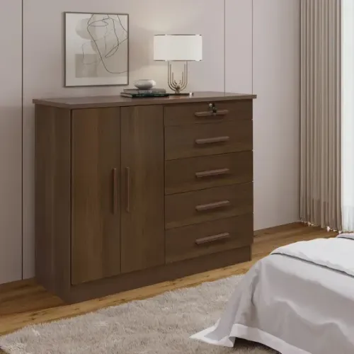 Cômoda New Athos Com 5 Gavetas Castanho