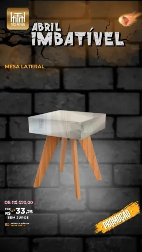 Mesa lateral espelhada 100%MDF