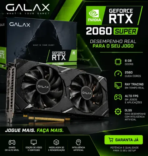 Placa de Vídeo NVIDIA GeForce RTX 2060 SUPER GALAX 8GB GDDR6 