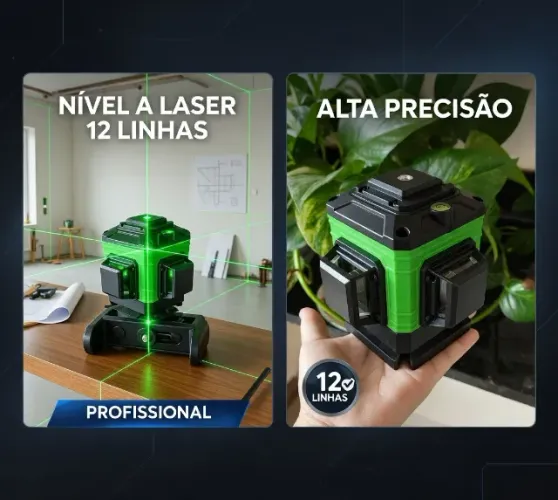 Nivel Laser 12 Linhas Verde 2 Baterias + Acessórios E Maleta