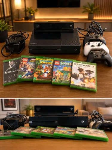 ? Xbox One 500GB + 2 Controles + Kinect + Jogos | Completo