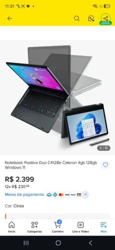 Notebook Positivo Duo C4128E