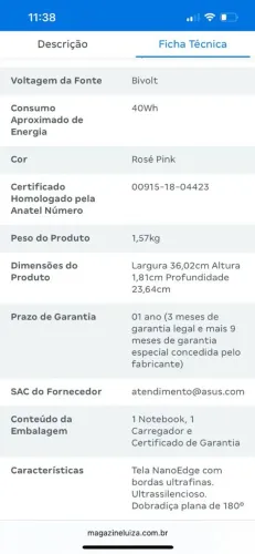 Vendo notebook Asus 2.600 reais pra sair logo 