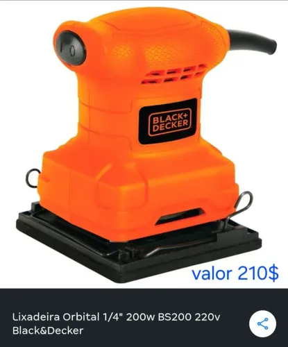 Lixadeira orbital black decker 220v 200w novo entregamos