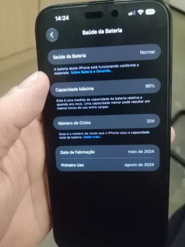 iPhone 15 Plus 96% de Bateria
