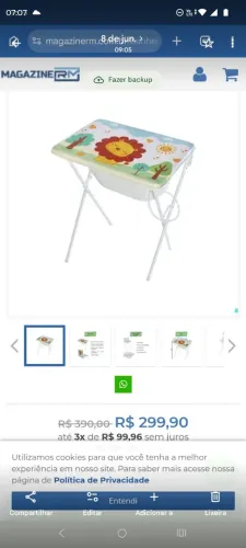 Vendo banheira NOVA, com trocador e suporte