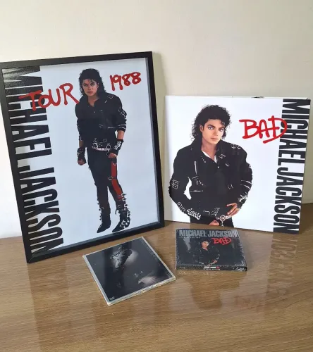 Michael Jackson Bad Lote Lp Cd Dvd e Quadroadro
