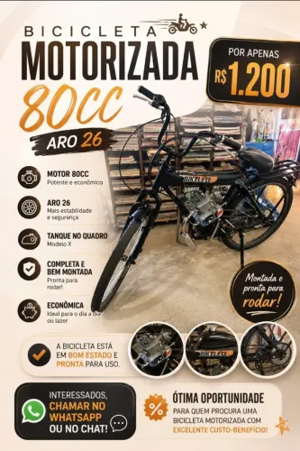 BICICLETA MOTORIZADA 80CC ARO 26