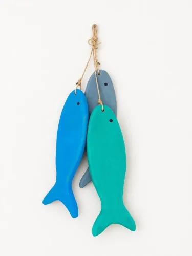 Penduricalho Trio De Peixes de madeira, decoração