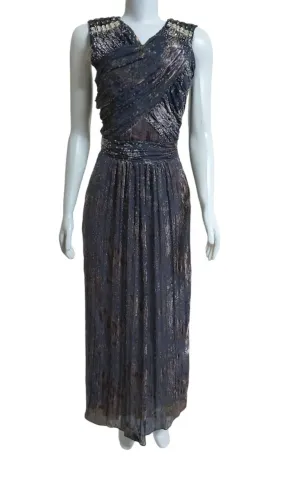 Vestido Longo de Festa escuro brilhante