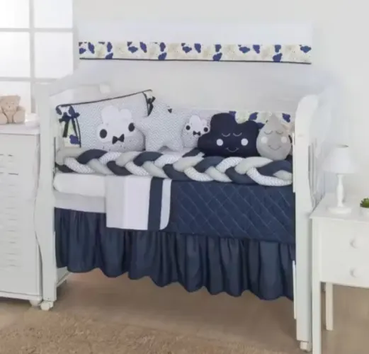 Protetor de berço menino - chuva de bençãos 