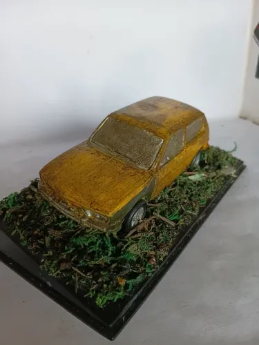 Miniatura Brasília carros nacionais abandonado amarela em resina