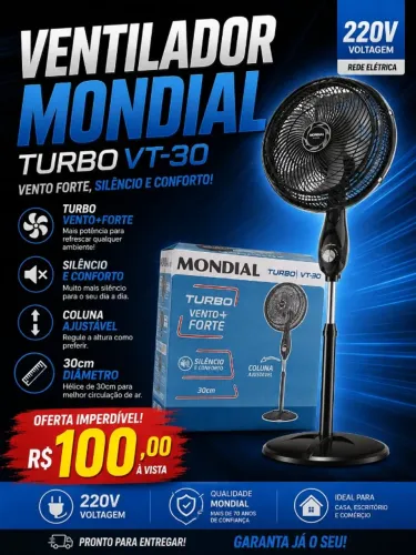 MONDIAL VENTILADOR DE COLUNA 30 CM TURBO 220V