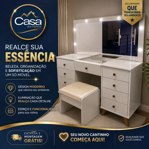 Penteadeira com Led e banqueta Eloá 