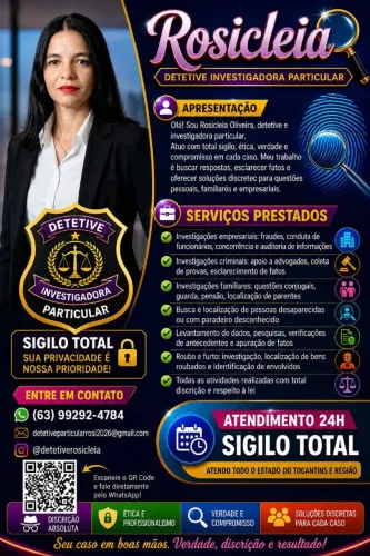Detetive particular credenciada-atendimento com sigilo total 24 h