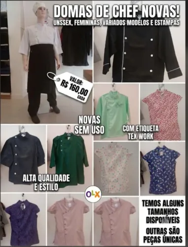 Domas de Chef de Cozinha, masculina feminina e unissex - Novas