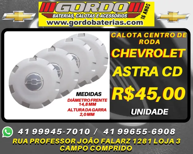 Calota centro de roda Astra CD. R$45,00 cada calota. Entrega em Curitiba e região 