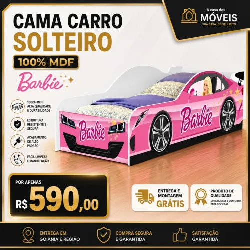 Cama carrinho Barbi 100% MDF