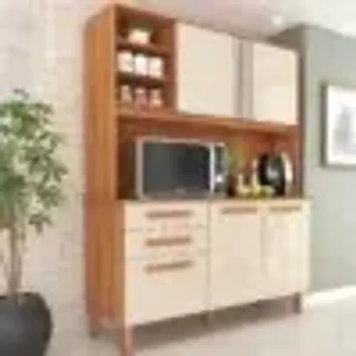 Kit de Cozinha Amora 1,20m Cinamomo/Off White 100%MDF tt50 S 