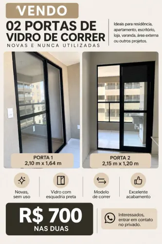 VENDO 02 PORTAS DE VIDRO DE CORRER ? NOVAS
