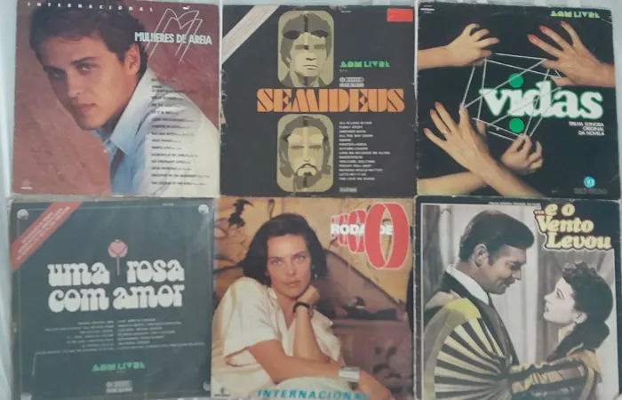 6 Discos Vinil Tema Novela Filme SemiDeus Vidas Uma Rosa com Amor Roda de Fogo E o Vento L