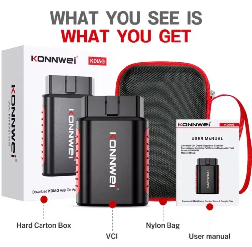 Scanner Automotivo Bluetooth Konnwei KDIAG OBD2 Completo - Diagnóstico Via Celular (Novo)