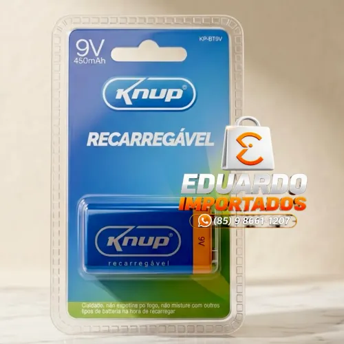 Pilha, Bateria 9v Recarregável 450mAh