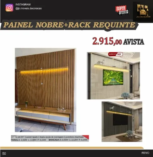 PAINEL NOBRE E RACK REQUINTE MDF COM LED