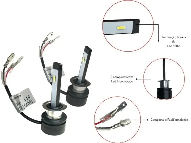 Lâmpadas Automotivas Slim Nano Led 40w 14400 lumens 6000k o par para farois ou milha