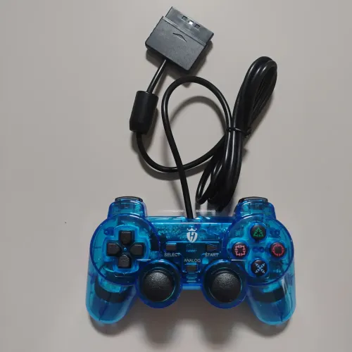 Controle para PlayStation 2 (PS2) Transparente Azul - Novo na Caixa
