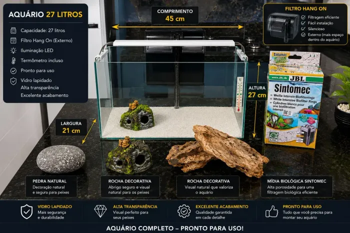  AQUÁRIO COMPLETO 27 LITROS - R$ 300