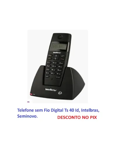 Telefone Sem Fio Digital Ts 40 Id Intelbras Seminovo.
