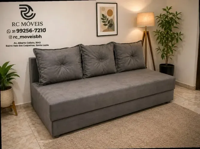 Sofá Cama Bicama 1,70m Suede D33 Compacto e Funcional