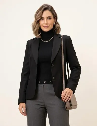 Blazer feminino tam 42 preto Dvash