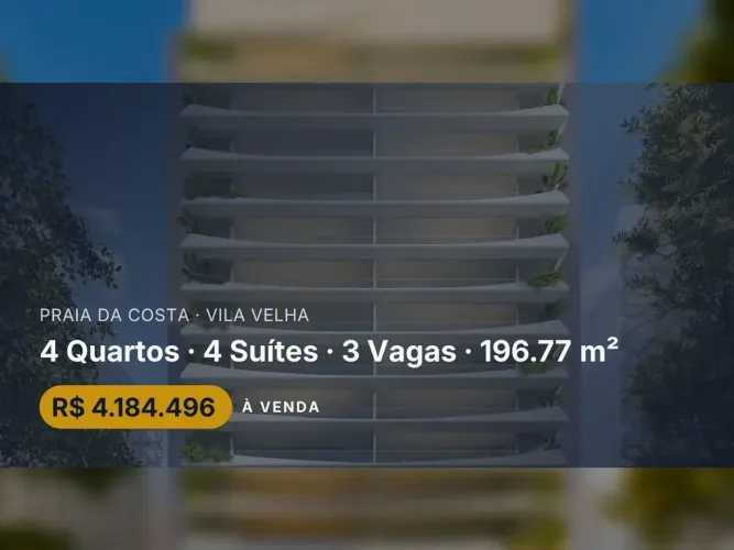 Pronto para morar: apartamento exclusivo na Praia da Costa - Vila Velha!