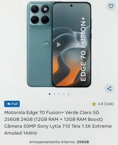 Vendo ou troco celular moto Edge 70 fusion plus